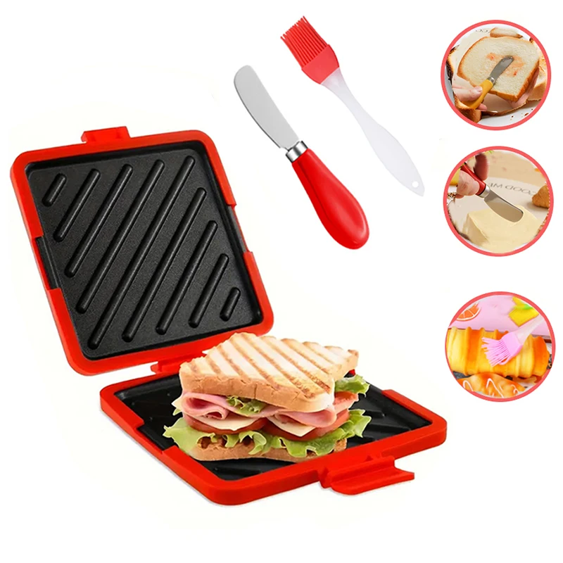 Baking Kitchen Set - เครื่องปิ้งขนมปังแบบ 3 ชิ้น พร้อมมีดเนยและแปรงทาน้ำมัน ชุดอุปกรณ์ครัวสำหรับทำขนมปังปิ้งและแซนวิช