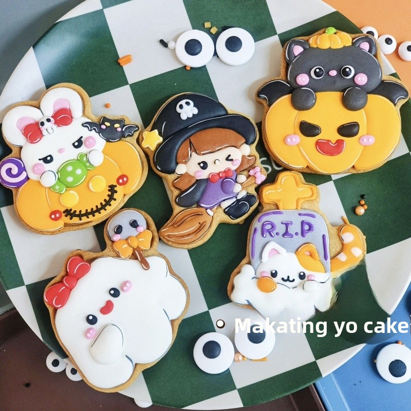Kitchen Witch Baking - แม่พิมพ์อบคุกกี้ลายการ์ตูนฟักทอง แม่มด ผี สำหรับเทศกาลฮาโลวีน วัสดุ PLA