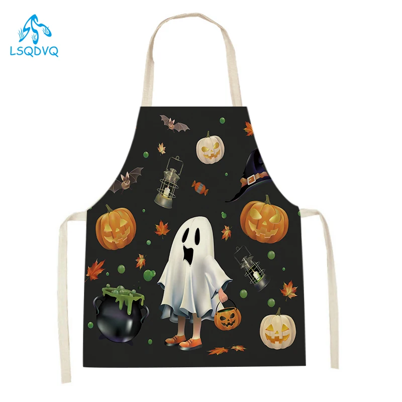 Kitchen Witch Baking - รูปแบบแม่มดฟักทองฮาโลวีนผ้ากันเปื้อนครัวสําหรับชายหญิงบ้านทําอาหารเบเกอรี่ทําความสะอาดผ้ากันเปื้อนน่ารักการ์ตูนผู้ใหญ่เด็ก Bibs