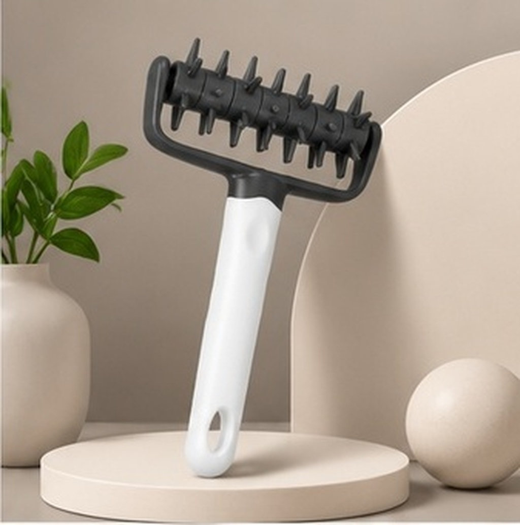 Kitchen Roller Baking - ที่เจาะรูแป้งพิซซ่า ลูกกลิ้งแป้ง ออกแบบตามหลักสรีรศาสตร์ อุปกรณ์ครัวสำหรับทำพิซซ่าและแป้งพาย ลูกกลิ้งมีปุ่มแหลม อุปกรณ์ครัว