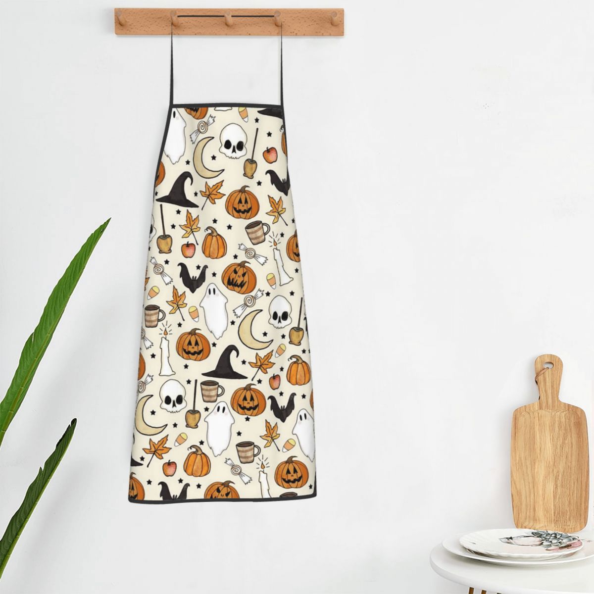 Kitchen Witch Baking - ผ้ากันเปื้อนลายฮาโลวีน ฟักทอง แม่มด ค้างคาว ปราสาท แมว
