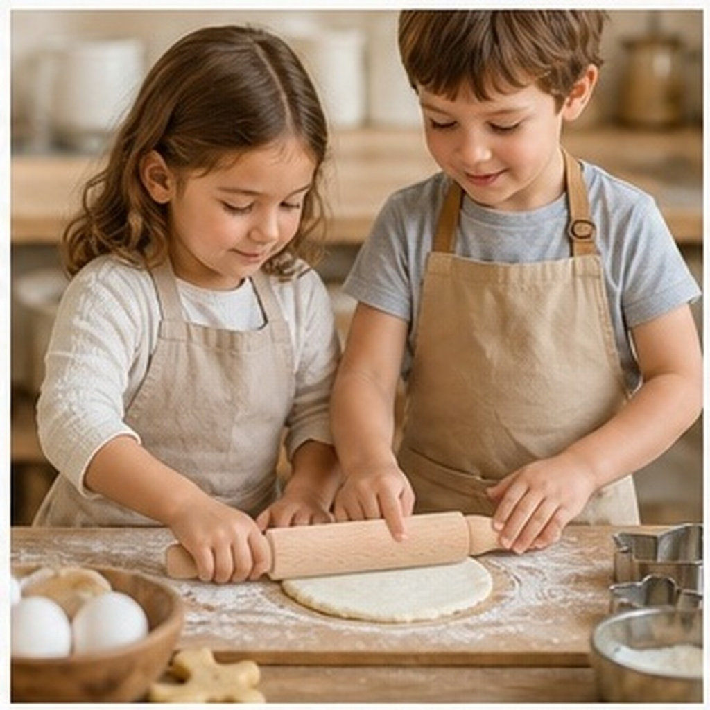 Kitchen Roller Baking - ไม้คลึงแป้งขนาดเล็ก ทำจากไม้ สำหรับทำขนมอบ คริสต์มาส 23 ซม.