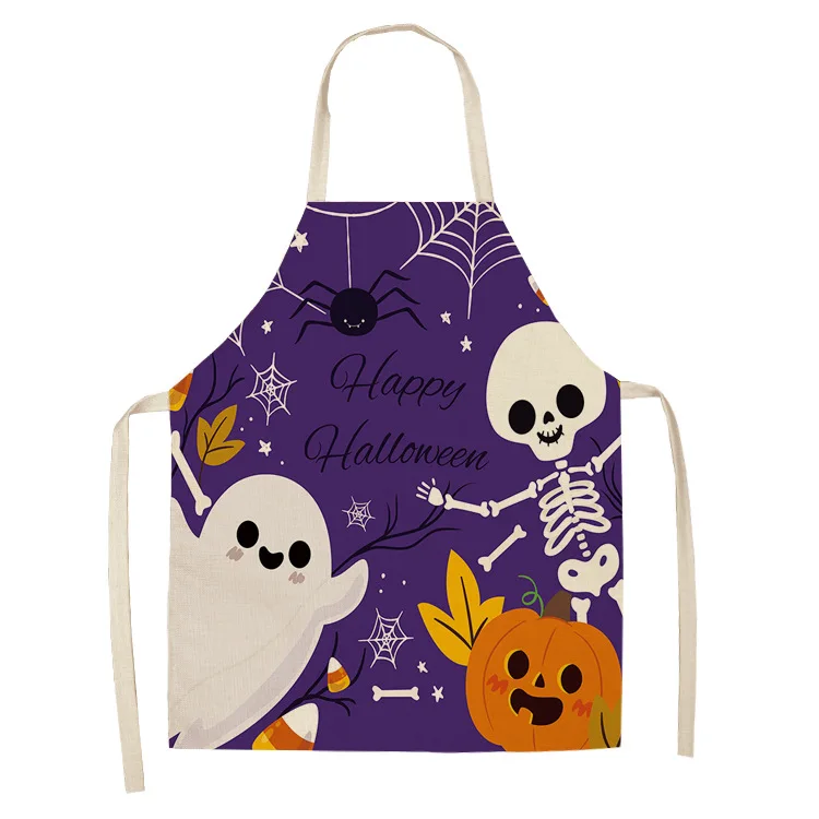 Kitchen Witch Baking - ผ้ากันเปื้อนลายแม่มดฟักทองฮาโลวีนแบบสยองสุขสันต์วันฮาโลวีนสำหรับผู้หญิงผู้ชายที่บ้านทำอาหารร้านอบทำความสะอาดฝ้ายลินินที่บ้าน