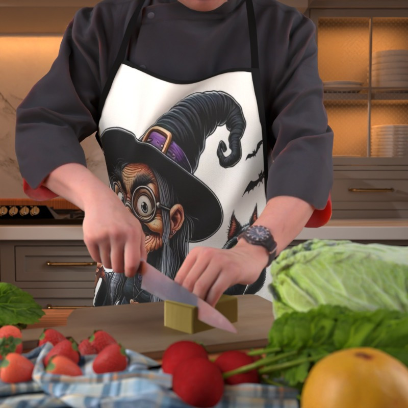 ผ้ากันเปื้อนลายแม่มดและแมวดำ 1 - Kitchen Witch Baking บทวิจารณ์และราคา